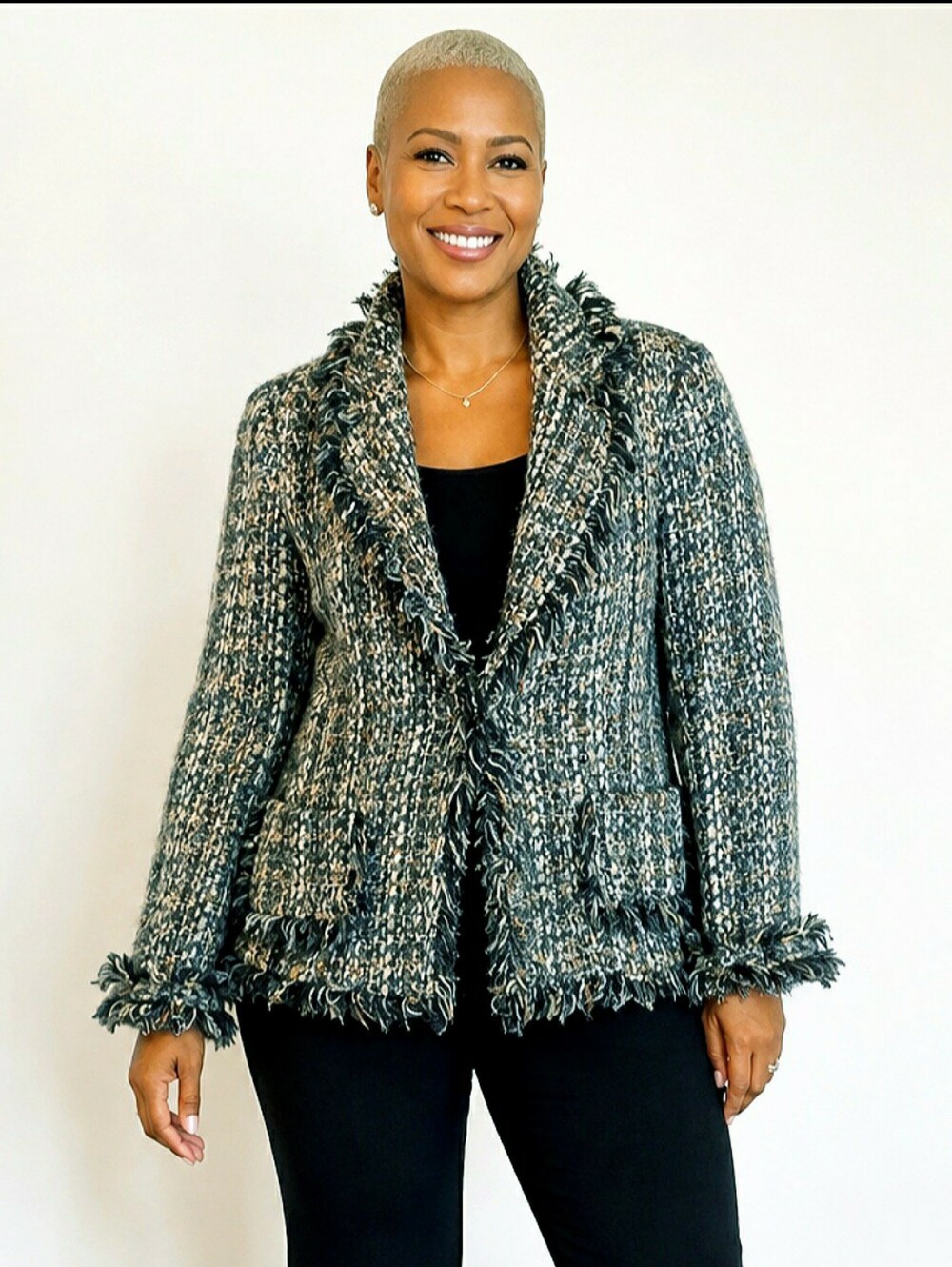 Vintage Fringe Blazer Tweed LouLou Paris Multicolor Whimsical Shaw Collar Medium
